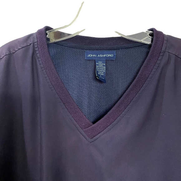 JOHN ASHFORD Retro 90s Purple Lined V-Neck Windbreaker Pullover Jacket L - Picture 8 of 15